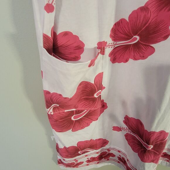Ingear NWT Womens Pink Flower Sleeveless White Dress Bathing Suit Coverup M - Picture 7 of 7